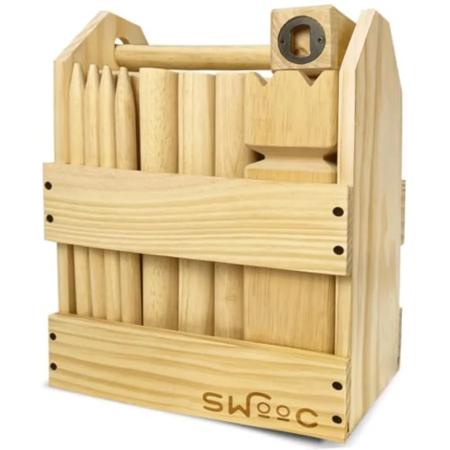 Kubb Game Yard - Backyard Kubb Game Set Premium Hardwood