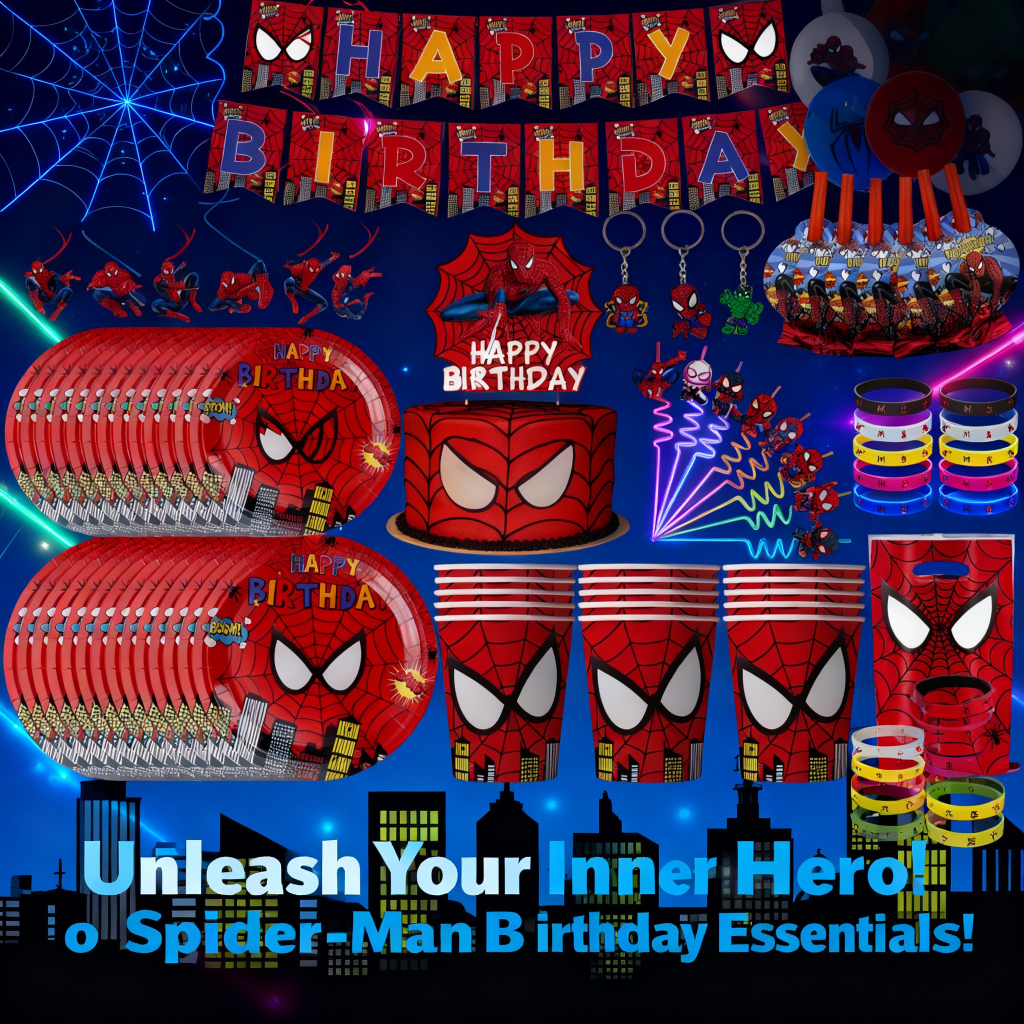 Party Games Spy - Spiderman Birthday Party Decoration Superhero Tableware