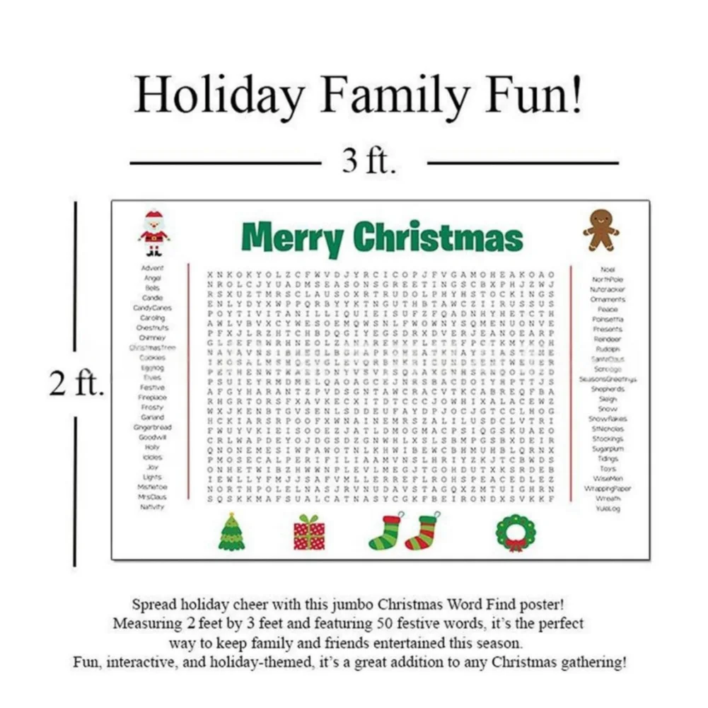 Large Christmas Word Search Po - Party Games For Large Groups reseña y precio
