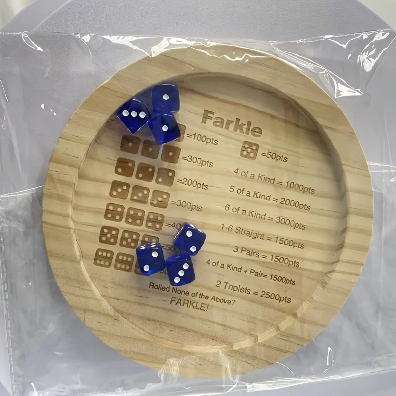 wooden Farkle dice tray with 6 - Party Games Board Game reseña y precio